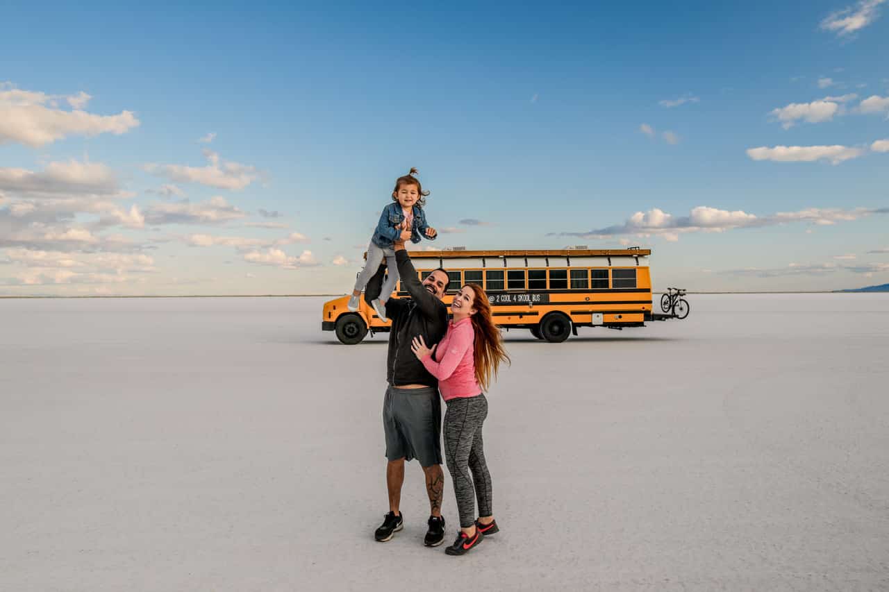 The Traveling Red and her family on the salt flats