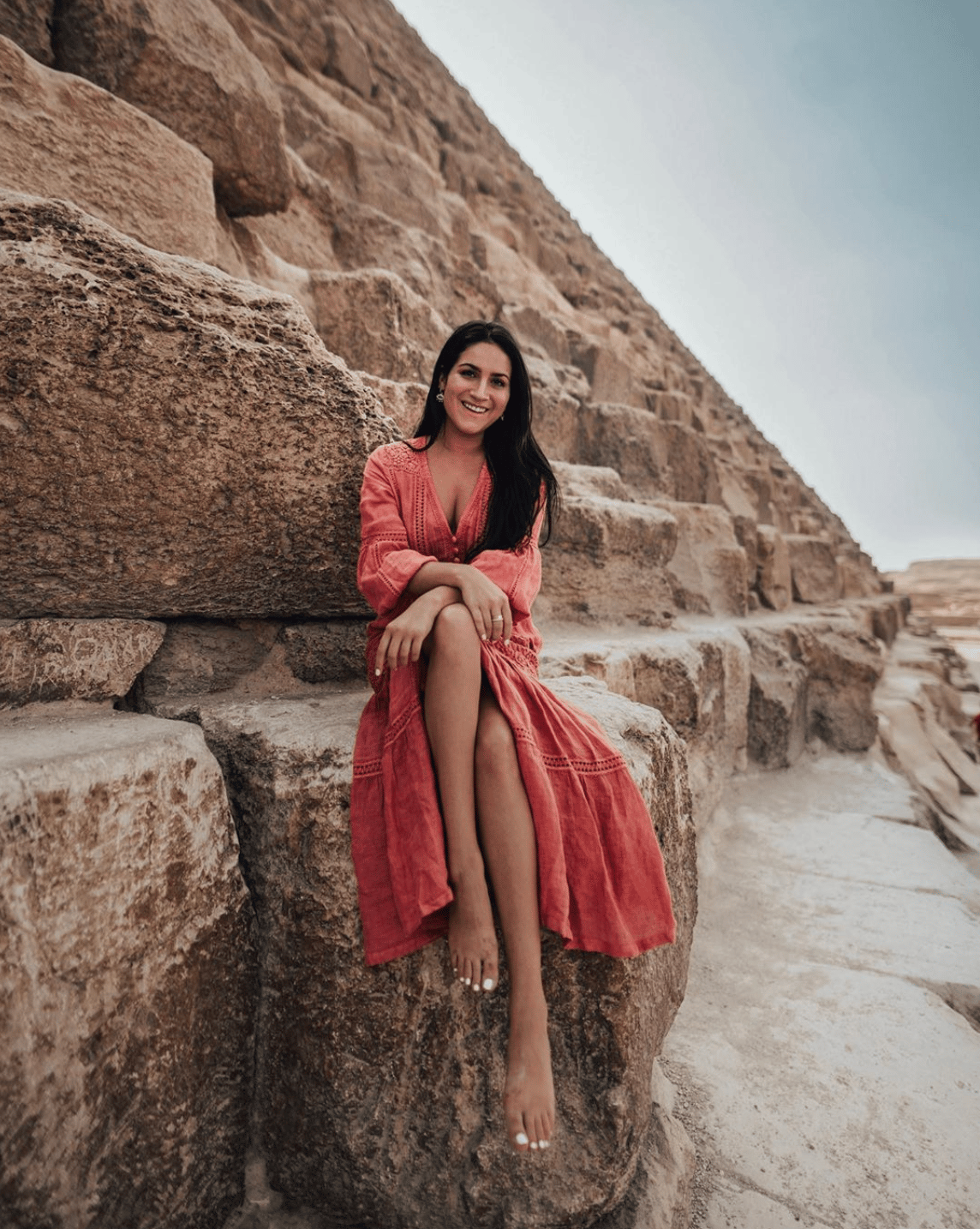 Christina Galbato, at the Great Pyramids in Egypt, has successfully transitioned from influencer to CEO